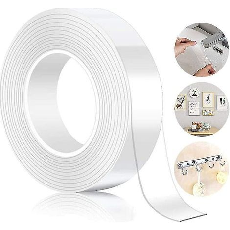 Ruban adhésif nano réutilisable, ruban nano, ruban adhésif lavable sans trace, adhésif multifonctionnel double face sans trace, adhésif antidérapant pour le verre, Plasti (1/5)