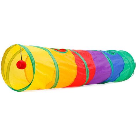 Tunnel de Jeu pour Chat Vert Imprimé avec Balle, Jouet Froissé pour Chaton et Animal de Compagnie (1/5)