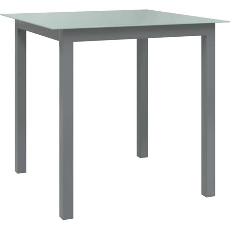 vidaXL Table de jardin Gris clair 80x80x74 cm Aluminium et verre (1/5)
