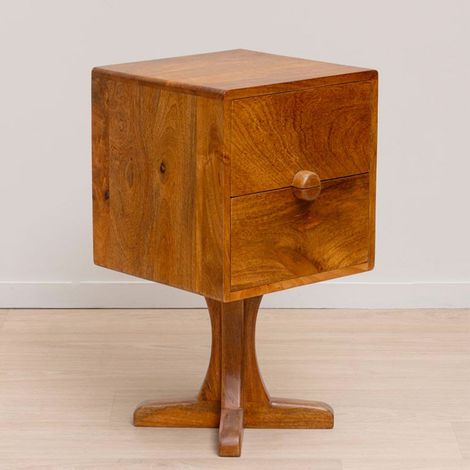 Table de Chevet en Bois de Manguier 35x35x64cm (1/5)