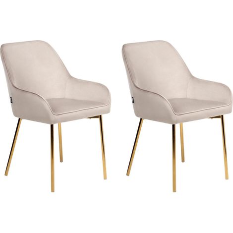 Esszimmerstuhl 2er Set LOVERNA Samtstoff Beige