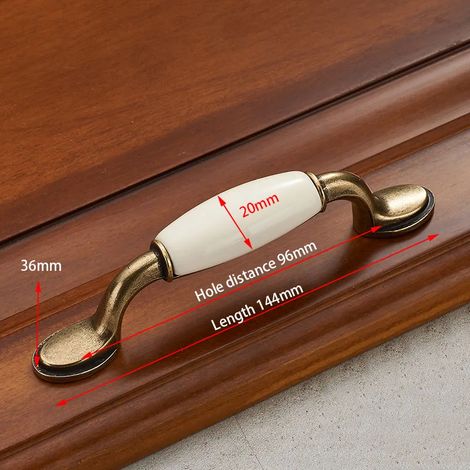 (Ensemble de 2 pièces) Poignées de meuble en céramique blanche bronze antique, boutons de tiroir en alliage de zinc, accessoires de mobilier européens