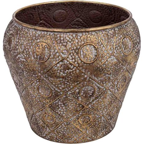 Macetero de metal dorado 46.5x46.5x41h cm