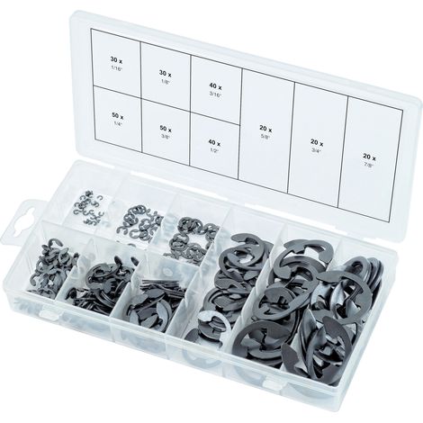 Kstools – Assortiment de circlips de type E en pouces – 300 pièces – Pour montage précis et ajustement optimal – Compatible avec outils standards