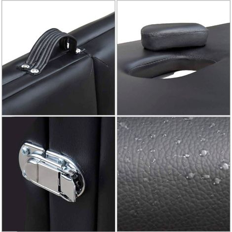 Frankystar – Table de massage professionnelle 3 zones – Cuir écologique – Cadre pliable en bois – Dossier réglable – Accoudoirs latéraux rembourrés — vue 4