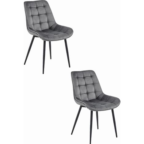 Set di 2 sedie Bera in velluto grigio scuro e metallo nero (1/5)