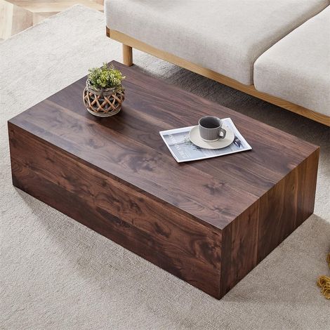 Table de salon rectangulaire, en bois de noyer. Dimensions : 90×50×30 cm. Le dessus est doté de patins antidérapants. Parfait pour un style luxueux mod (1/5)
