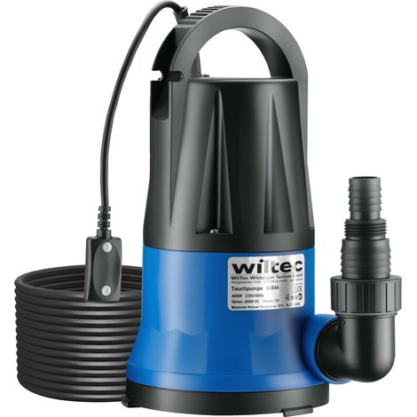 Wiltec Pompa sommersa 400 W, pompa per acque reflue con portata max 6000 l/h, pompa a immersione, prevalenza max 7 m