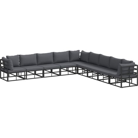 Maison Exclusive - Set Divano da Giardino con cuscino 9 pcs Nero Alluminio