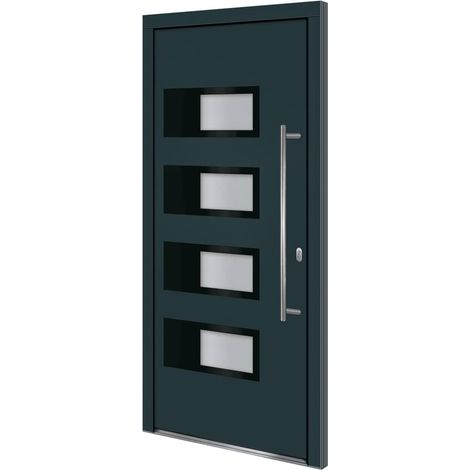 Porte d'entrée Anthracite 100x210 cm Aluminium et PVC