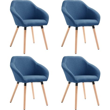 Maison Exclusive - Esszimmerstühle 4 Stk. Blau Stoff (1/5)