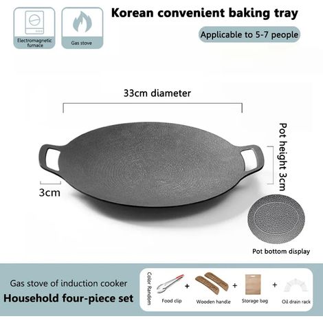 Ensembles de plaques de cuisson pour barbecue et grillades de camping d'extérieur (30/33/36 cm), poêles à griller, marmites à viande, plaques de cuisson en pierre médicale, fournitures de camping, réc (1/3)
