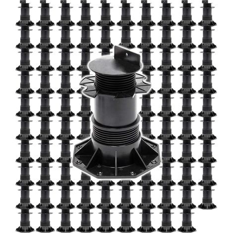XPOtool Lot de 100x Plots de terrasse – Charge 2700 kg – Hauteur réglable 140-210 mm – en PP – Pieds de support pour Lames Dalles Lambourdes