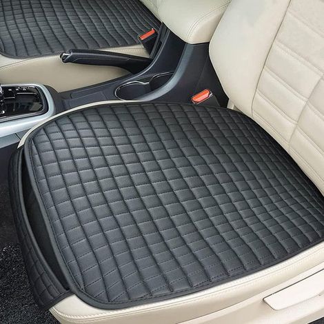 Fundas universales negras para asientos de coche (paquete de 2), Fundas de cuero impermeables para asientos de coche, fundas antiarañazos (1/5)