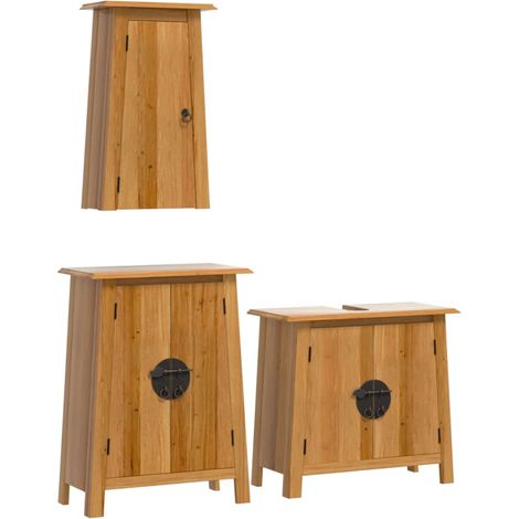 Maison Exclusive - 3-tlg. Badmöbel-Set Massivholz Kiefer