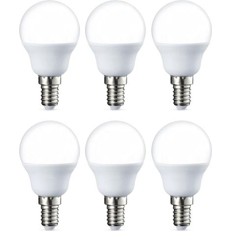 Lot de 6 petites ampoules LED rondes G45 Culot Edison à vis E14 5 W (équivalent 40 W) Blanc chaud Intensité non variable [Classe énergétique F]