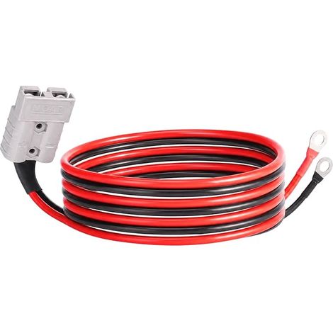 Hoypeyfiy Confezione da 2 cavi Anderson maschio, 10 AWG 50 A, connettore Anderson con O-ring per batteria, cavo da 1,5 m per auto, camper, barche, impianti solari (1/5)
