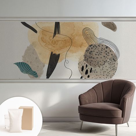 Papier peint intissé à motifs décoratifs pour salon chambre et bureau Décoration murale élégante avec colle Composition abstraite 250x104 cm (1/5)
