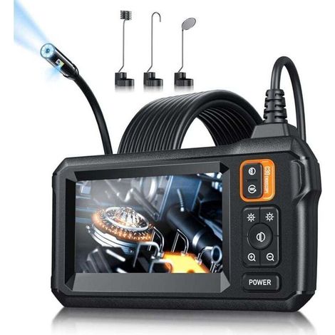 Caméra endoscopique avec lumière, caméra endoscopique étanche IP67 4,3 pouces 1080P HD endoscope industriel (5 m)