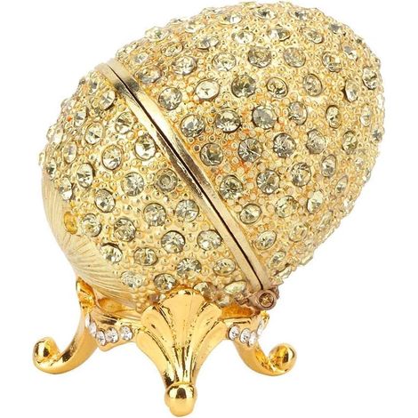 Vintage Enamel Easter Egg Jewelry Box, Diamante Collectible Egg for Jewelry Storage, Trinket (1/5)