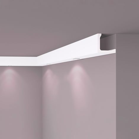 NMC – Moulure décorative corniche 2m – Mousse de polyuréthane rigide – Éclairage direct – Style moderne blanc – Largeur 10cm