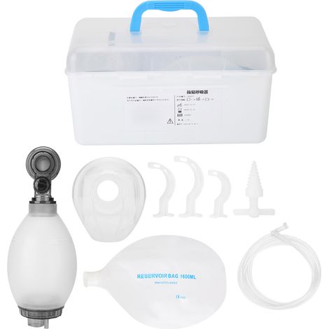 Masque de Réanimation Manuelle Enfant, Sac Réservoir Oxygène et Tuyau - Kit Premiers Secours Blanc (1/5)