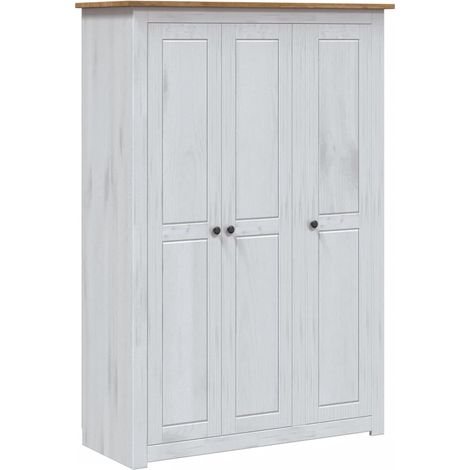 Garde-robe Armoire de Rangement Armoire de vêtements Penderie 3 portes Blanc 118x50x171,5cm Pin Assortiment Panama VXN9432 (1/5)