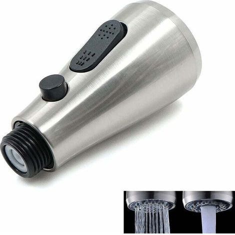 Robinet évier Cuisine Rechange Robinet - Douchette robinet extractible en plastique, finition brossée, prend en charge 2 modes de commutation (pulvérisation, débit) avec bouton d'arrêt (1/4)
