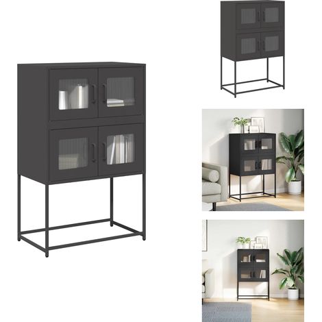 Buffet haut noir 68x39x107 cm acier - Buffet - Buffets - Armoire - Armoire Latérale (1/5)