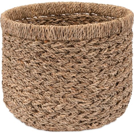 panier de rangement rond en jonc de mer d40 cm cadre métallique (1/5)