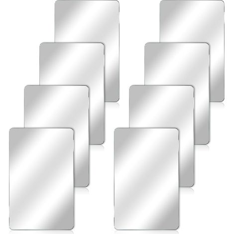 Set de 8 espejos acrílicos rectangulares de 15,2 x 10,2 cm, autoadhesivos para baño, dormitorio y salón (1/5)