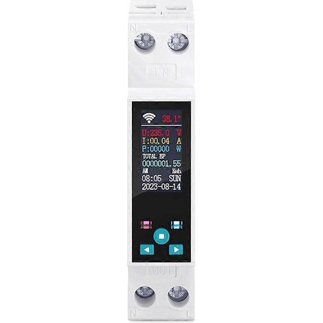 Interrupteur intelligent Tuya 50A avec disjoncteur Wi-Fi, compteur d'énergie LCD, mesure de la puissance en kWh, minuterie, relais et télécommande. Smart Life (1/5)
