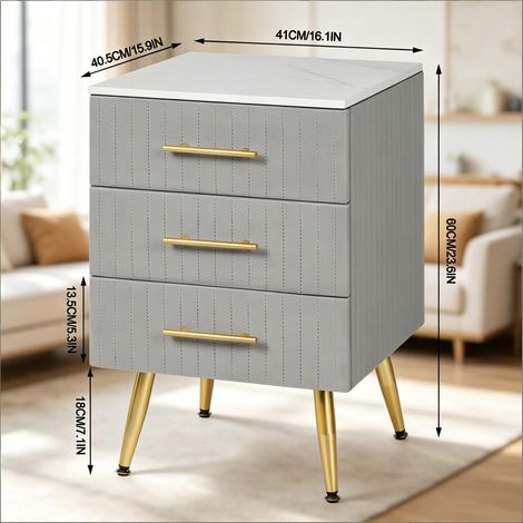 Table d'appoint compacte avec tiroir, table de chevet pratique, petit meuble d'appoint pour salon ou chambre, rangement latéral (1/5)