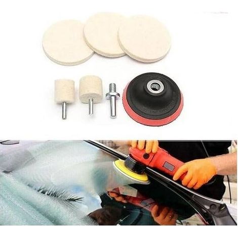 Lot de 7 tampons de polissage 7,5 cm - Pour perceuse - Idéal pour écrans de montre, verres, plastiques - Disques à polir universels (1/3)