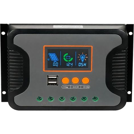 Irovami Contrôleur solaire 30A PWM 12-48V – USB, LCD, boost – Idéal pour panneau solaire, camping (1/5)