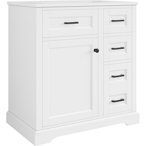Freistehender Badschrank 76 x 47 x 82 cm mit integriertem Keramikwaschbecken, Weiß MODENUIT (1/5)