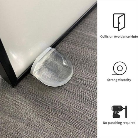 Butée De Porte - Auto-Adhésif Transparent - Pour Sol Lisse Carrelage Parquet Vinyle - 6 Pièces (1/5)