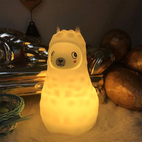 Lampe Veilleuse Alpaca - Veilleuse LED Rechargeable avec Télécommande - 9 Couleurs - Silicone Souple BPA-Free - Pour Chambre Enfant Salon Salle de Bain Extérieur - 1 Pièce (1/5)