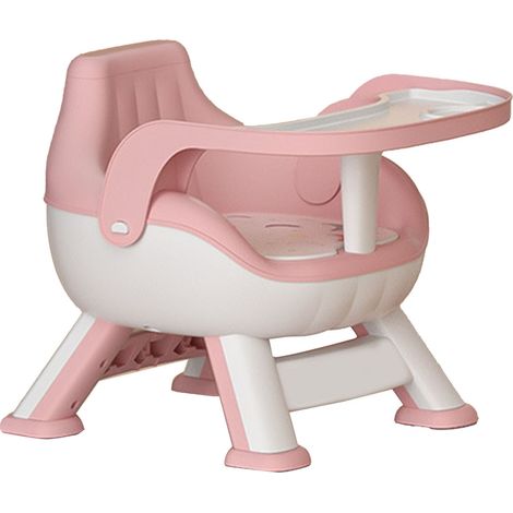 Chaise haute multifonction pour bébé, dossier réglable en hauteur, siège amovible et silencieux, rose. (1/4)