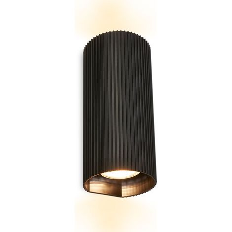 Briloner Wandlampe Up/Downlight 8,5x20x8 cm GU10 Fassung max. 9W Riffelstruktur Schwarz - Wandleuchte Wohnzimmer Schlafzimmer Flur (1/5)