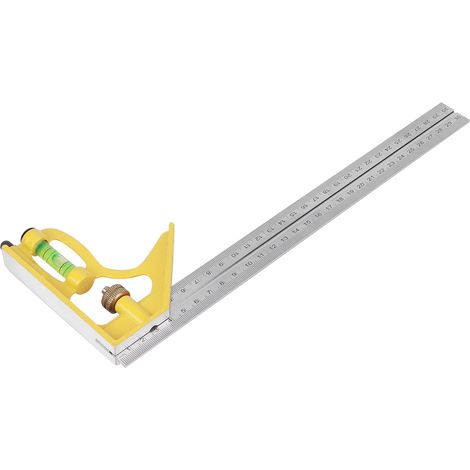 Équerre combinée en acier inoxydable, règle portable réglable pour le bois, outil de mesure jaune 300 mm (1/5)