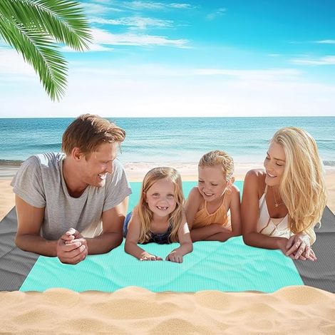 Strandmatte 210 x 200 cm, faltbare Strandmatte, wasserdichte Picknickdecke, Outdoor-Matte