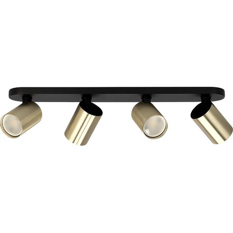 Spot plafond quadruple orientable noir avec spots dorés GU10 IP20 MALGA 4 ELEGANT EDO Solutions (1/5)
