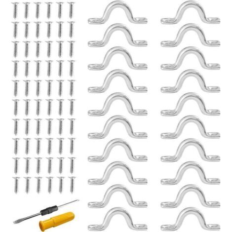Bardusch - Pontet INOX,30 pièces Pontet, 42 × 15 mm Pontet a Visser,Acier Inoxydable Forme à Bosse Boucle Fixe, Pinces à Courroie en Acier Inoxydable, Matériel Marin, Plaque de Pont, Kit de Fixation (1/5)
