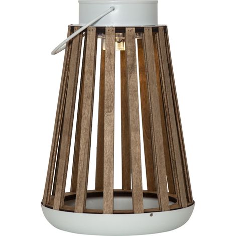 Star Trading Lanterne solaire Catania, LED, bois, extérieur, métal, blanc chaud, capteur crépusculaire, 28 cm