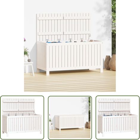 The Living Store Boîte de rangement de jardin Blanc 121x55x64 cm Bois de pin - Boîte De Rangement Jardin - Coffre De Jardin - Rangement Exterieur - Meuble De Jardin - Bois De Pin (1/5)