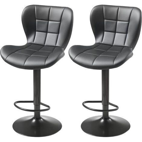 Pour l'îlot central assise pivotante 360° facile à régler chaises de bar lot de 2 avec dossier repose-pieds noir (1/5)
