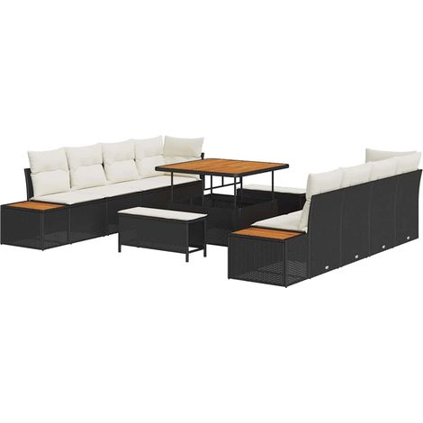 Maison Exclusive - Set Divano da Giardino 11 pz 10-Numero di posti Nero (1/5)