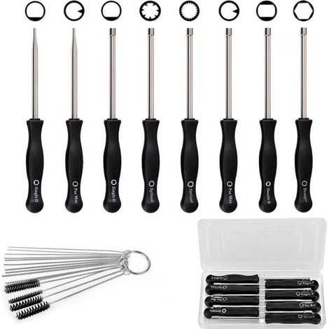 Juego de 8 destornilladores de acero inoxidable para ajuste de carburador con estuche de transporte – kit universal de reparación de motores