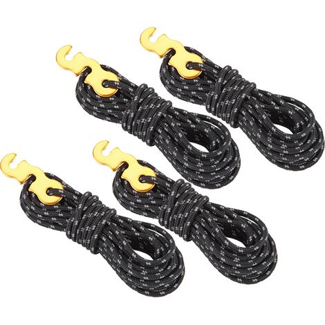 Ensemble de 4 cordes réfléchissantes pour tente, haubans de camping avec boucle en S (noir) (1/5)